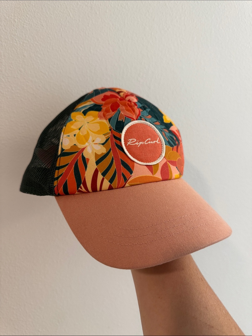 Rip Curl Floral Coral Pink Trucker Hat